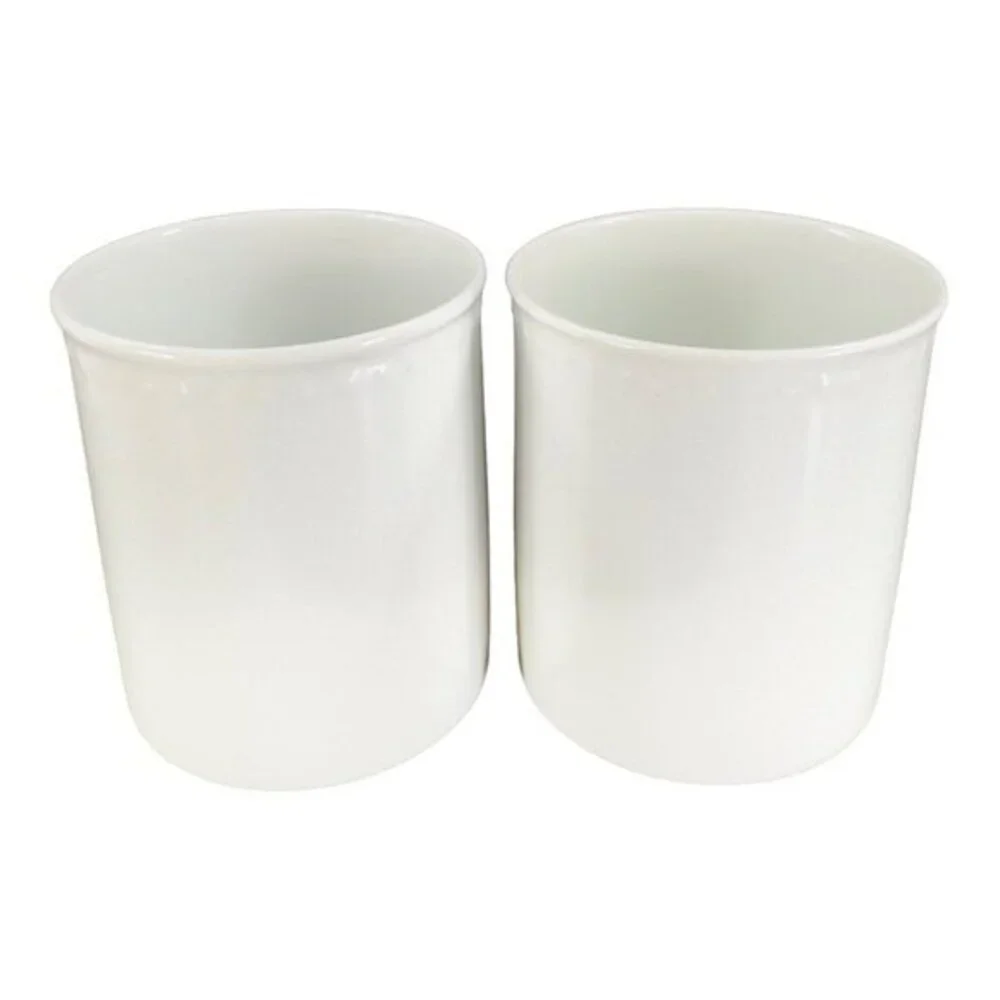 VTG Crate & Barrel Staccato White Coffee Tea Mug Cup Kathleen Willis Japan Set 2